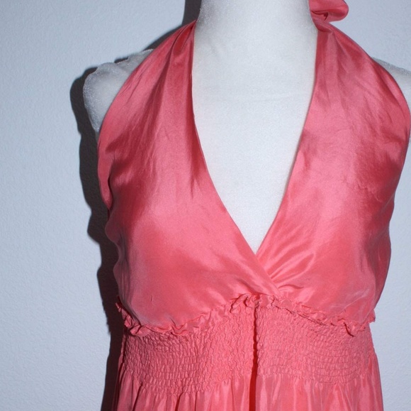 BCBGMaxAzria Silk Crinkle Party Halter Dress - Picture 4 of 7